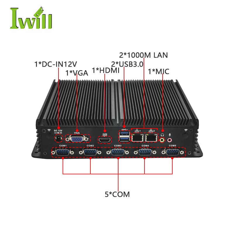 IBOX-1026 - PC industrial com Intel Celeron J4125, 5x COM, 4K ecrã | IWILL Portugal